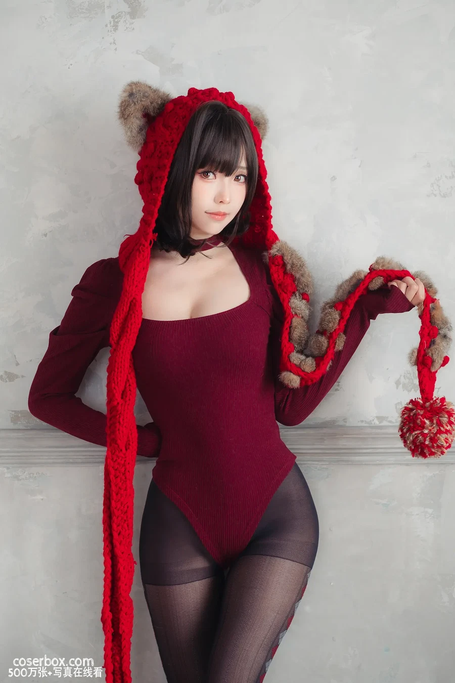 ElyEE子 2024.04.29 KNITTING红色针织 - 在线看可下载原图
